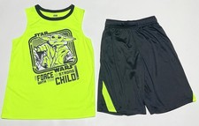 New Jumping Beans Boys Star Wars Active Set Size 8 Baby Grogu Tank Shorts NWOT