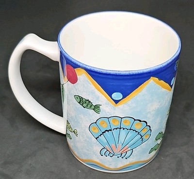 Mikasa Fashion Plate Ocean Collage 12 oz Porcelain Coffee Mug / Cup - DX102 