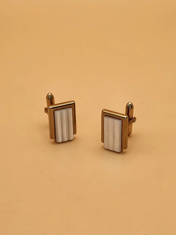 75 Yr Old SWANK USA Mother of Pearl Mid Century Vintage Cufflinks FREE $HIPPING! - Image 3 of 4