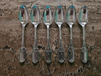 CHRISTOFLE DELAFOSSE SOUP SPOONS SILVERPLATE FRANCE