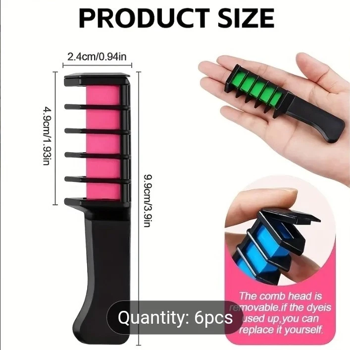 Nuevo peine de tiza para cabello tinte temporal para color de cabello para niñas niños, tiza lavable para cabello Foto 4 de 4