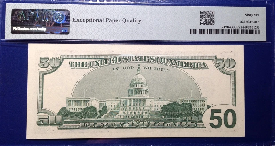 1996 $50 Federal Reserve Note Fr-2126-G Chicago PMG66 Gem EPQ - Image 2 of 2