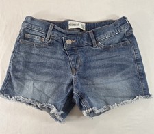 Abercrombie Kids Midi Shorts Girls 13/14 Cutoff Shorts Denim jean Elastic Waist