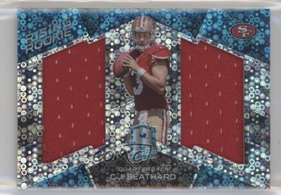 2017 Spectra Rising Rookie Materials Neon Blue Prizm 52/99 CJ Beathard #5 RC z5i