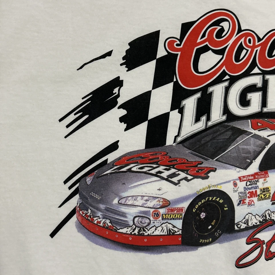 Camiseta NASCAR Vintage 2001 Sterling Marlin Coors Grande Blanca Y2K De Colección Foto 4 de 4