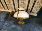 Hobnail milk glass light shade hanging light lamp vintage original ruffled edge