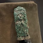 Green Patina Cast Figure Handle Pendant w/ Obsidian-Style Knapped Stone Blade — photo 4