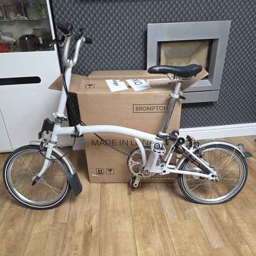 Brompton M3L 3 Speed White Folding Bike C-Line Used - Folding