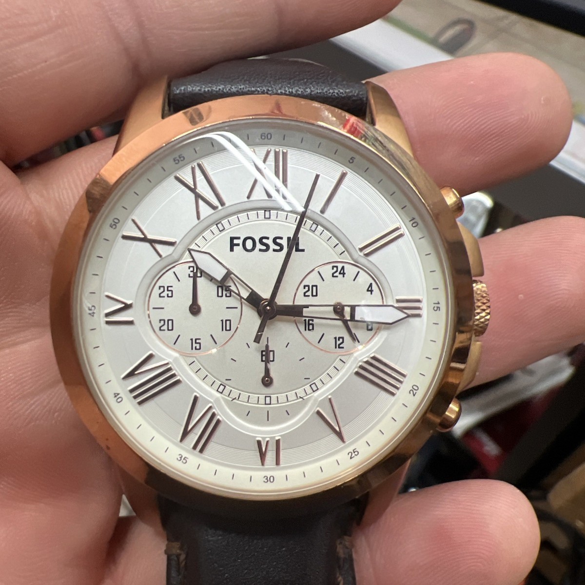 FOSSIL 腕時計 Fossil FS4991 Grant Chronograph Rose Gold Brown Leather Band 44mm