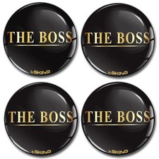 3D silicone stickers for hubcaps and wheel covers, black and gold, The Boss A 47