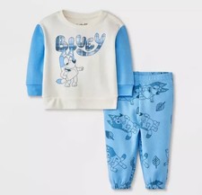 Bluey Baby Outfit Set 2-Piece Sweatshirt Pants 3 6 Months Blue Licensed