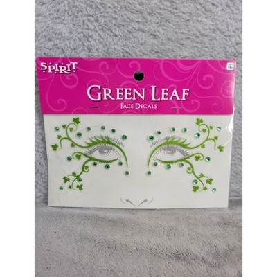 Spirit Halloween Green Leaf Face Decals Stickers Rhinestones For Costume