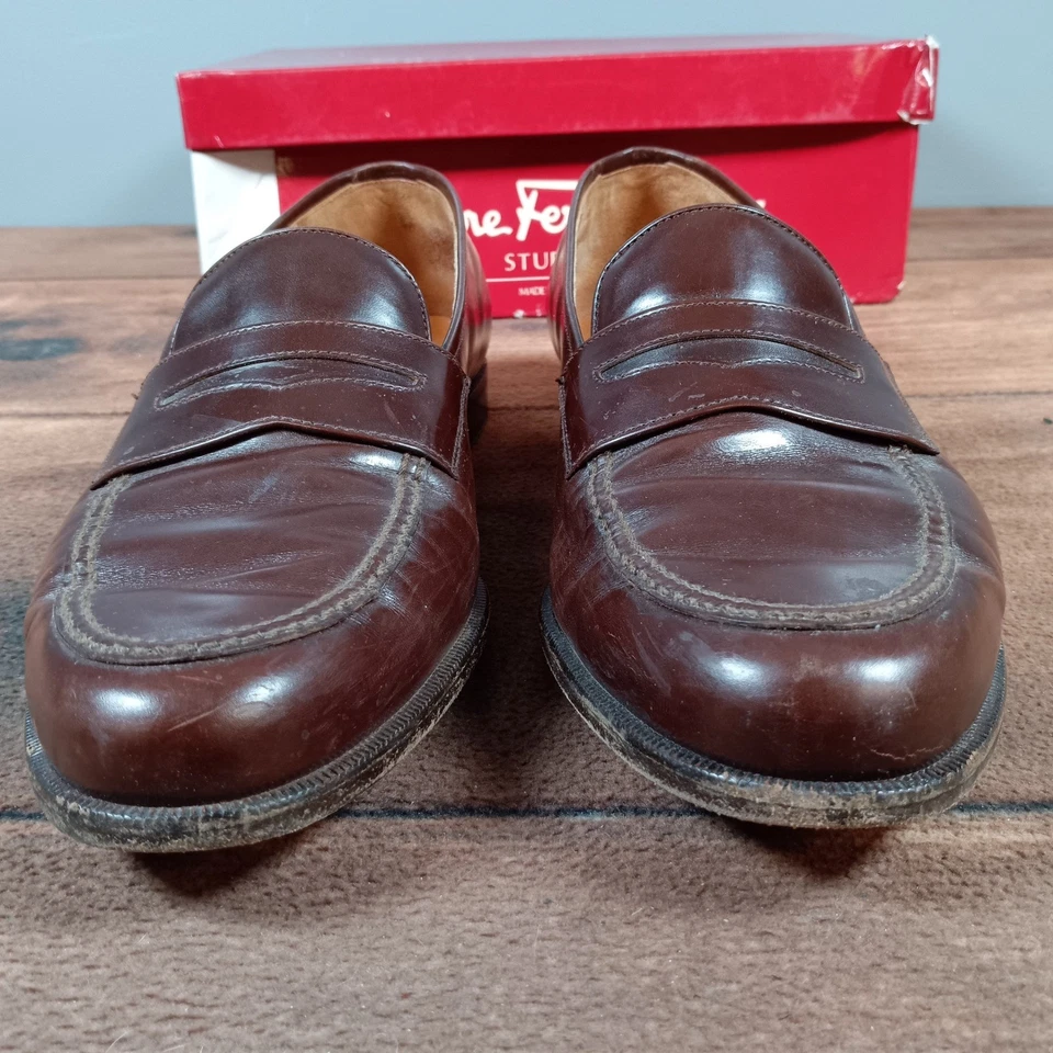 Salvatore Ferragamo Teramo Dark Brown Calf Leather Loafer Shoes Mens Size 10D - Image 4 of 4