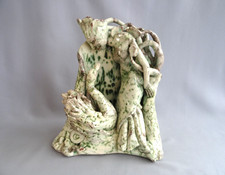 Unusual Studio Pottery Sculpture with Swan & Figure from Fairy Tale?