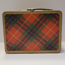 VTG 60s Red Plaid Metal Lunchbox Made In USA No Thermos Classic Decor School