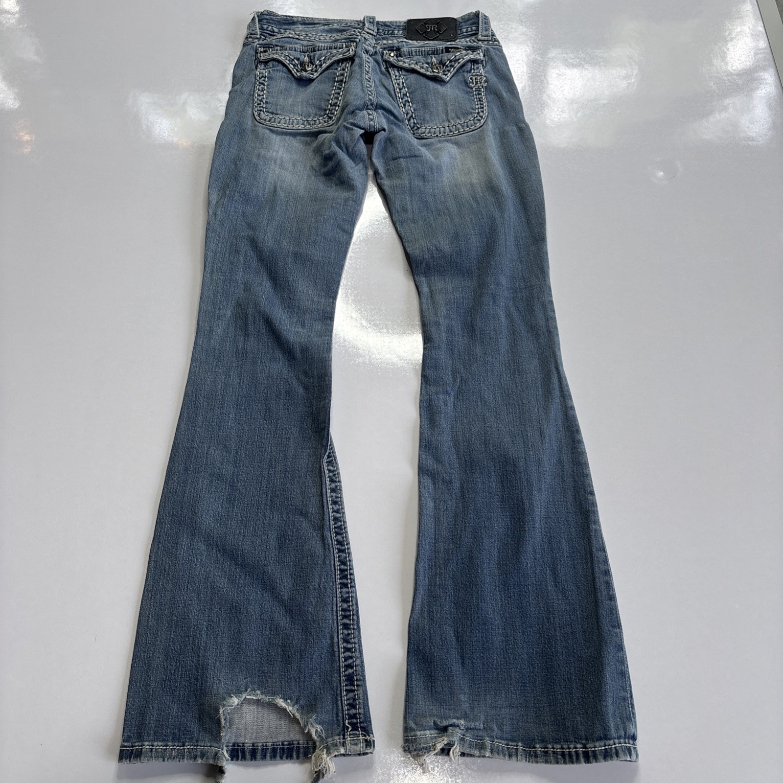 MISS ME Denim Women's Embroidery Rhinestones Signature Low Rise Boot Cut Jean 28