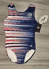 GK Elite Olympic TEAM USA Gymnastic Tank Leotard Girl Red White Blue NWT Size AL