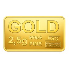 2.5g Gold Bar · 999.9 Fine Gold · Valcambi (Switzerland) 4451.41 per troy oz