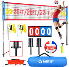 Adjustable Portable Volleyball Net Set with Pump, Scoreboard & Carry Bag