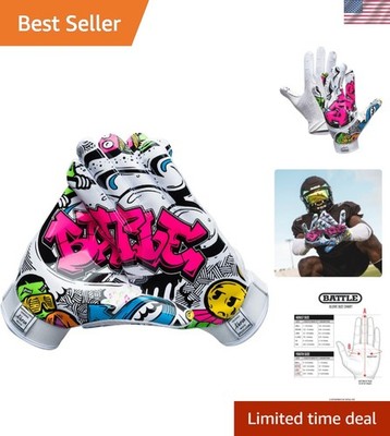 Sports Back of Hand Wide Receiver Football Gloves, Ultra-Tack Sticky & Grip, ...