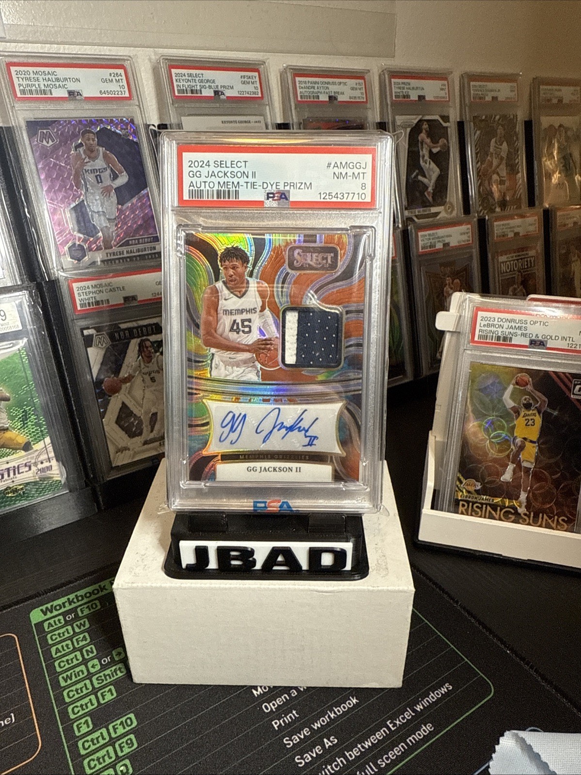 2024-25 Select GG Jackson II Game Worn Patch Auto Tie-Dye /25 PSA 8 / POP 1 view 7