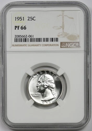 1951 25C NGC Proof PF 66 Washington Silver Quarter