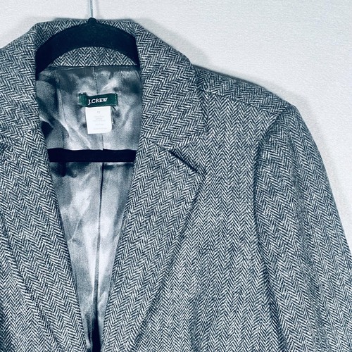 J Crew Blazer Damen 12 grau Wolle Tweed Einreiher Sakko Verschluss - Bild 4 von 11