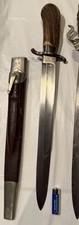 Antique Stag Hilt Bowie Knife-THICK Spear Point Blade Steel S Guard-Orig. Sheath