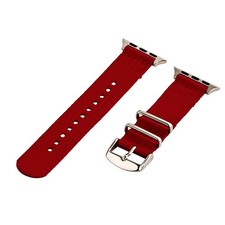 Red - 2 Piece Classic SS Nylon Watch Band for 38mm Apple Watch