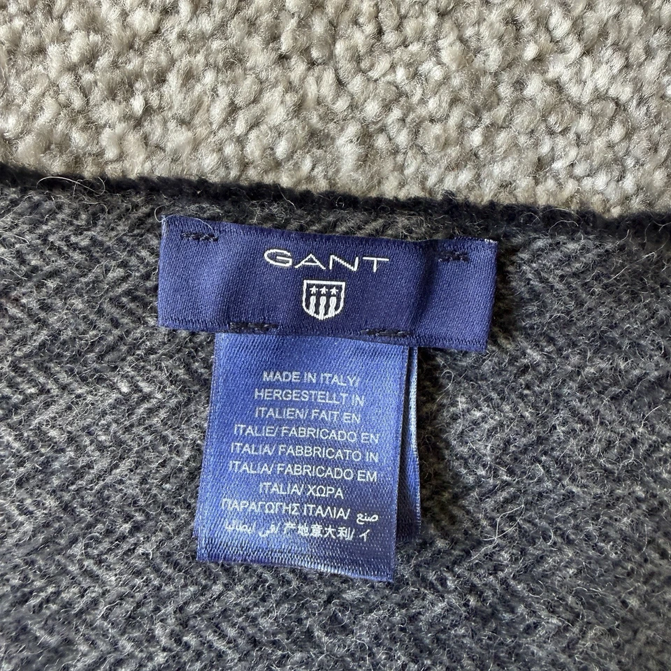 GANT Scarf Lambswool Made In Italy Grey Herringbone Mens - Image 2 of 4