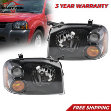 Headlight Assembly Black Housing Left Right Pair For 2001-2004 Nissan Frontier Headlight Assembly Black Housing Left Right Pair For 2001-2004 Nissan Frontier