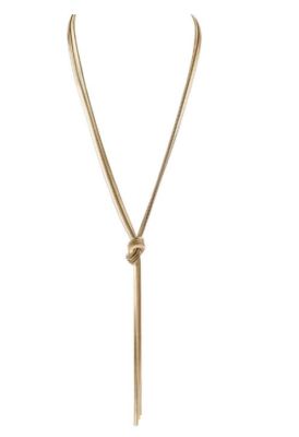 NEW  Lisa Freed Cooper Knot Necklace 32'' LONG PLUS 6'' DROP FLAT SNAKECHAINS KNOT