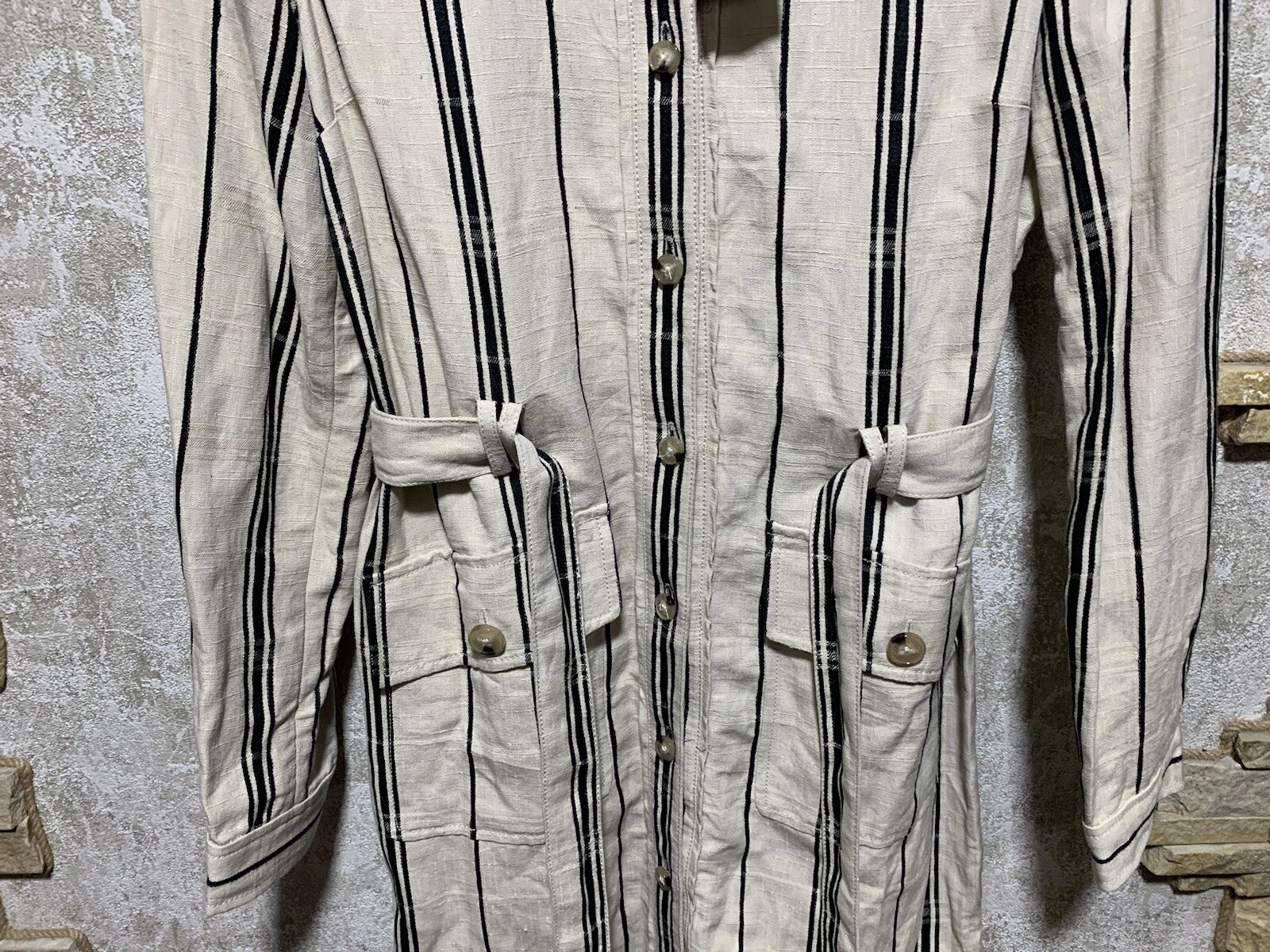 Abito Tory Burch Emilynn vestito con cintura in seta lino taglia 10