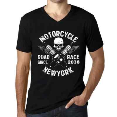 ULTRABASIC Herren T-Shirt V-Ausschnitt Motorradrennen auf der Straße seit 2038