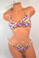 Women's BP Coral Peach Fenced Floral Strappy Bikini Set Size S  NWOT
