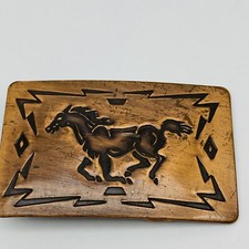 Vintage Cowboy Belt Buckle Running Stallion Chambers Belt Co Made in USA