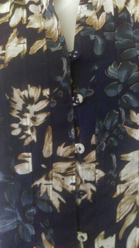Coldwater Creek Floral Print Blue Medium Convertible Sleeve Lined Bodice Blouse - Picture 4 of 9