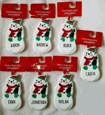 Snowman Christmas Ornament Ceramic Choose your Name Personalized NEW