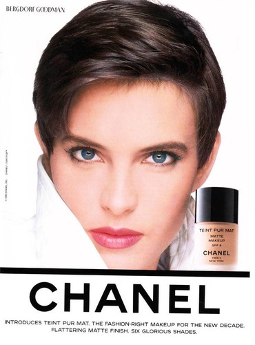 1990 chanel mat makeup sexy woman lips eyes hair style bergdof