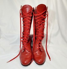 Womens Size 5 Krakow Poland Ethnic Red Leather Folk Art Dance Boots