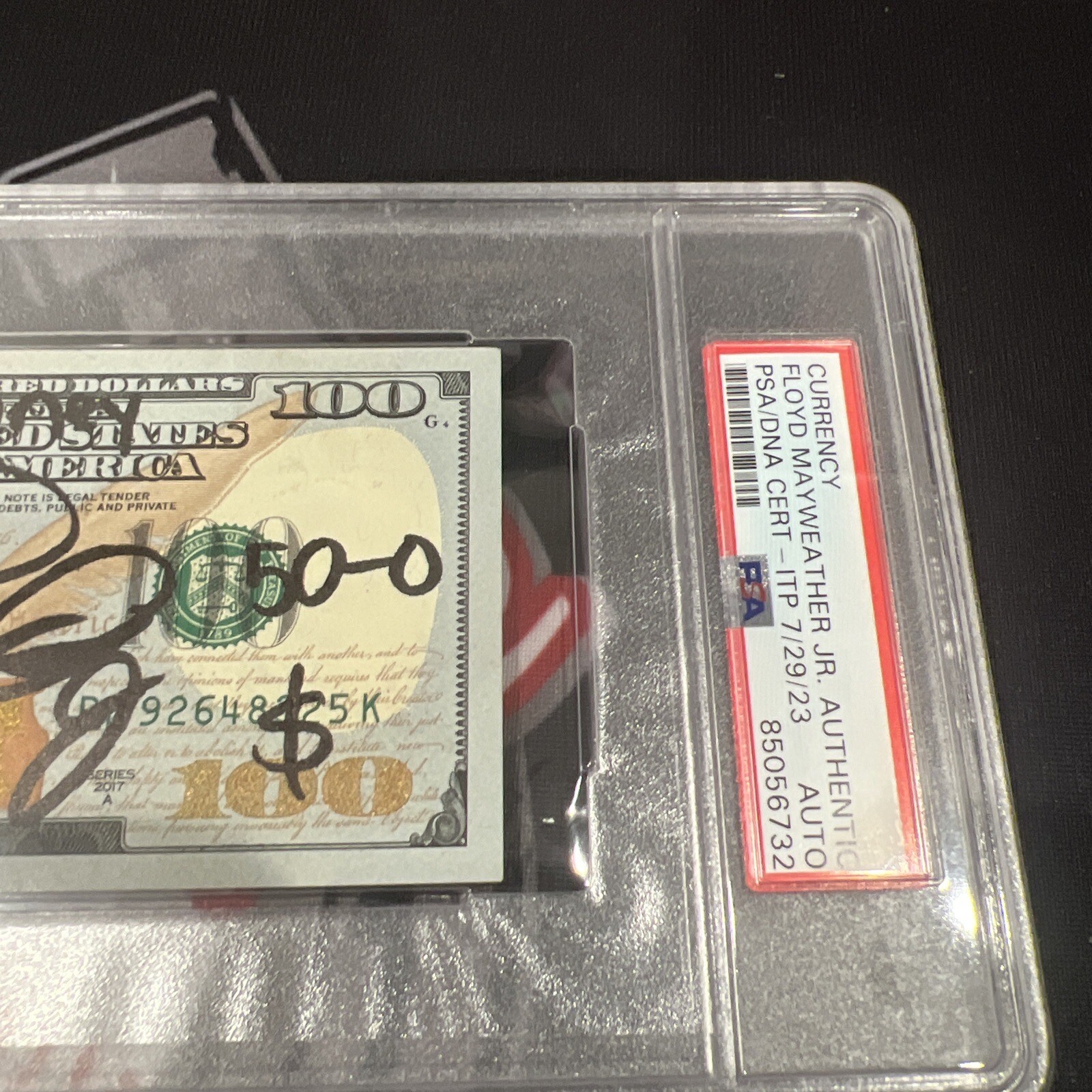 Floyd Mayweather Jr. Signed $100 Bill US Currency x4 Inscription PSA Auth Auto B view 4