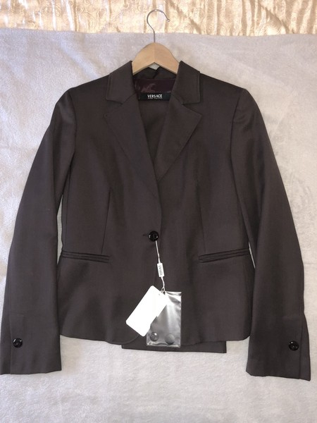 Auth. Women Suit VERSACE JC, Trousers & Jacket, Dark Brown, Size 46IT/32