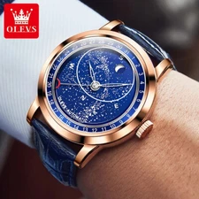 Automatic Mechanical Self Winding Men Watch Rotating Big Dial Luminous Star Gift