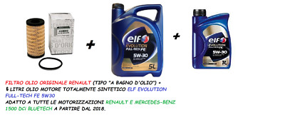 Genuine Oil Filter + 6L Oil ELF FULL TECH 5W30 RENAULT 1500 DCI BLUETECH