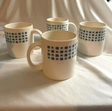 Waechtersbach Germany Blue Green Mosaic Mug 4Pcs Crate and Barrel UNUSED