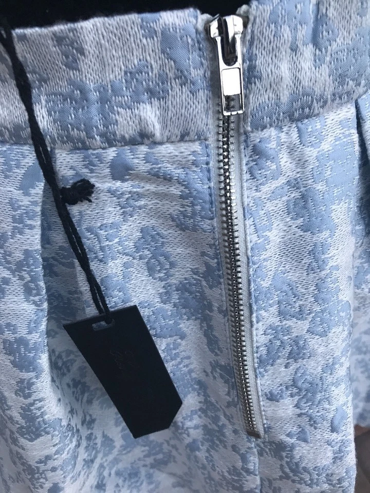 Honey Punch женщин Sz L белый синий размытый деталь трапециевидная короткая юбка - Изображение 4 из 4