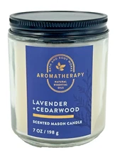 Bath & Body Works Aromatherapy 7 oz Single Wick Mason Candle Lavender Cedarwood