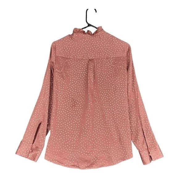 Blusa Express Para Mujer M Mediana M M M Oficina Carrera Volantes Cuello Estampado Metálico Foto 2 de 4