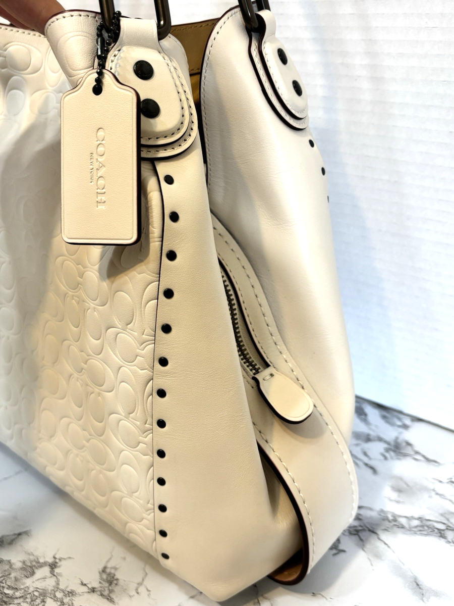 Coach 31866 Chalk Signature Leather Edie 31 Shoulder Bag Rivets