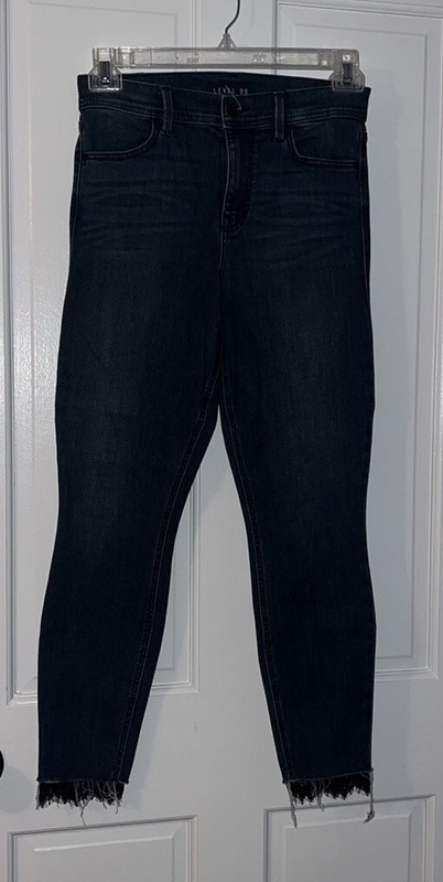 Anthropologie LEVEL 99 Tayna High Rise Denim Skinny Jeans Elegant Lace Hems 28
